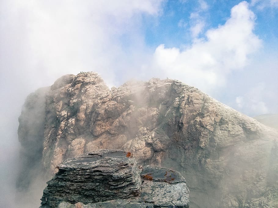 greece, mountain, climbing, cloud, rock, sky, cloud - sky, day HD wallpaper