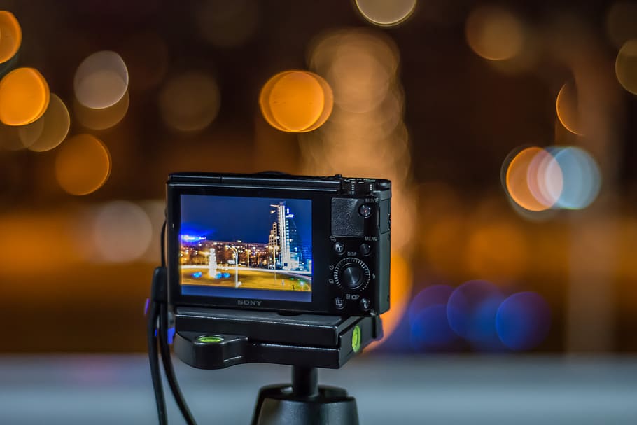Bokeh Effect of Black Sony Point-and-shoot Camera, art, blur HD wallpaper