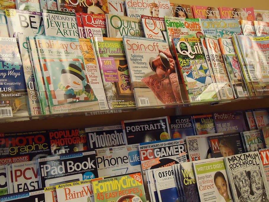 magazines, rack, display, shelf, periodicals, store, shop, buy HD wallpaper