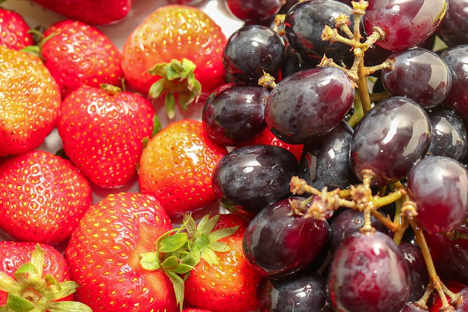strawberries, grapes, pineapple, orange, healthy eating, food HD wallpaper