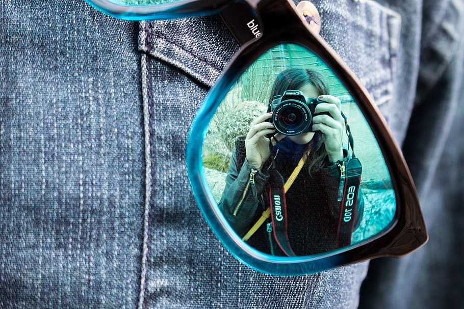 spain, segovia, reflection, camera, blue, sunglass, canon, mirrror HD wallpaper