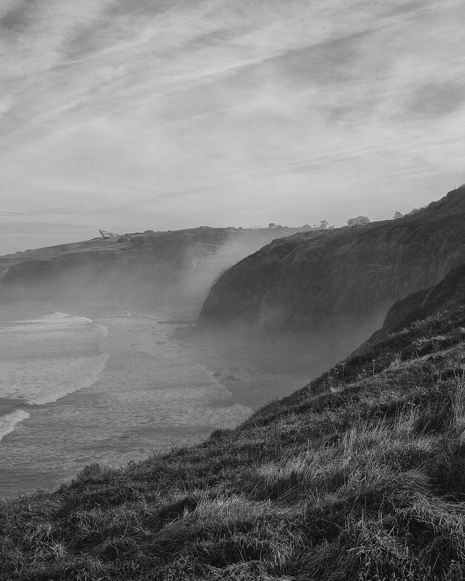 morning, mist, cliffs, sea, clouds, beauty in nature, scenics - nature HD wallpaper