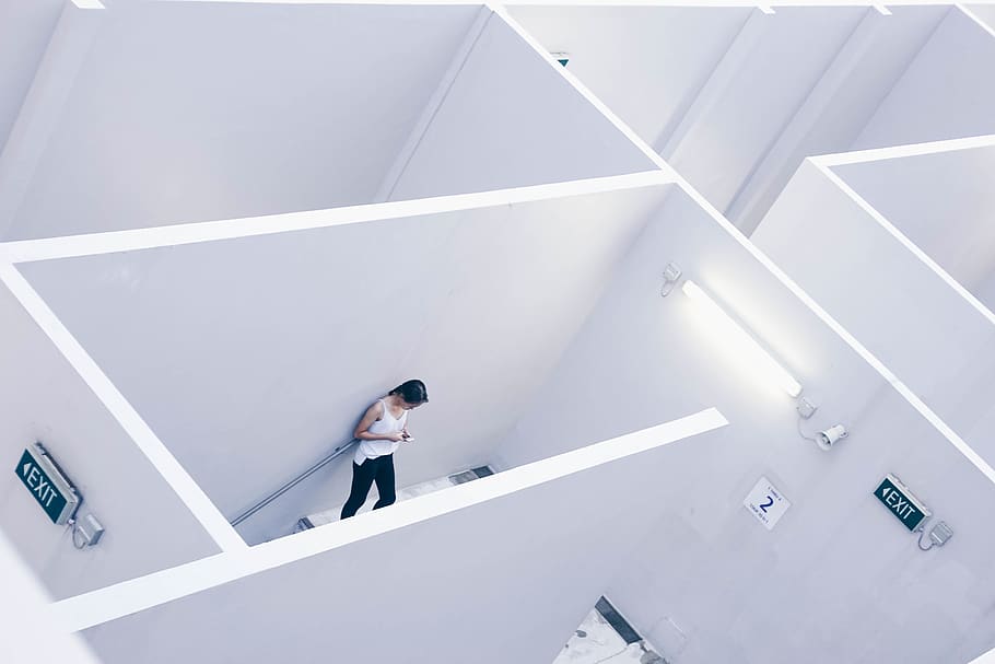 architecture, white, cubicle, wall, interior, light, electricity HD wallpaper