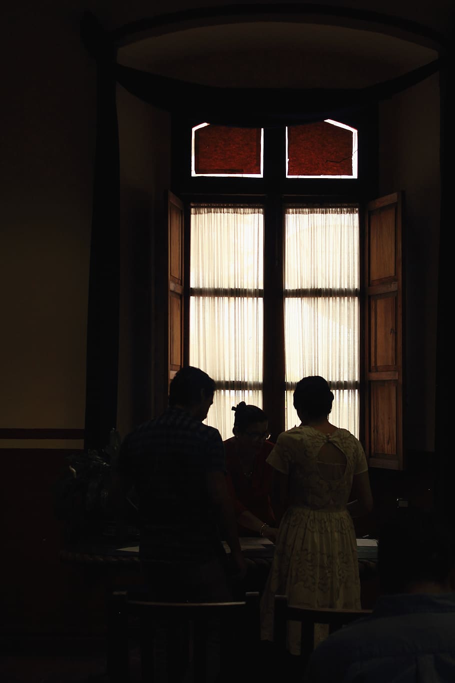 window, contrast, couple, rear view, indoors, real people, women HD wallpaper