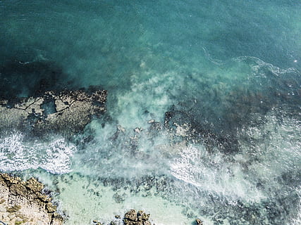 aerial view photography of ocean during daytime, wave, sea, aqua HD wallpaper