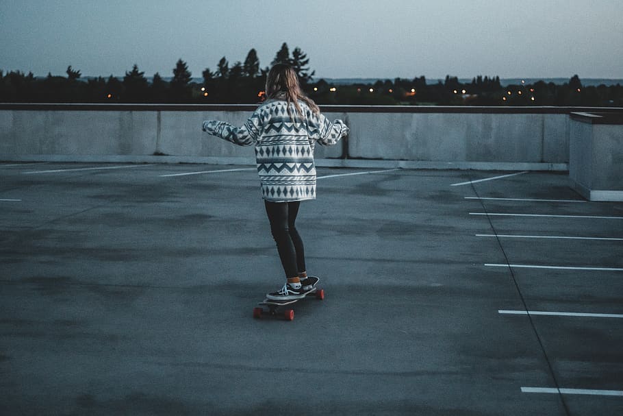 person, human, skateboard, sports, skating, girl, vans old school pro, HD wallpaper