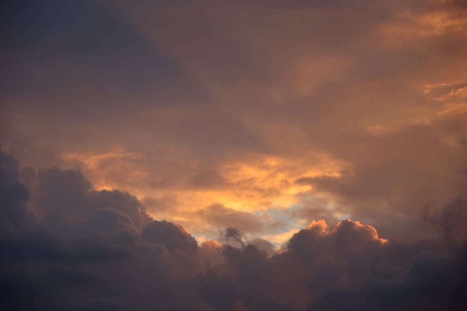 sky, clouds, storm clouds, sunset, weather, mood, abendstimmung HD wallpaper