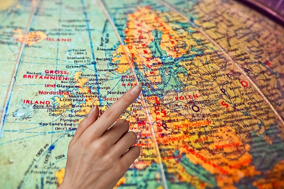 map, globe, world, earth, plan, show, finger, hand, vacations HD wallpaper