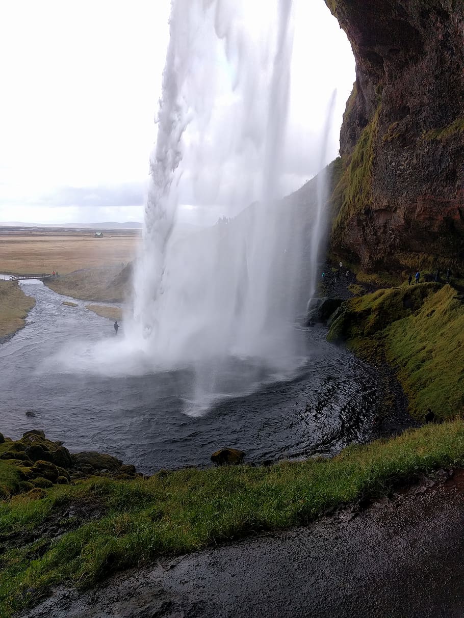 waterfall, river, cliff, nature, scenery, cascade, whitewater HD wallpaper