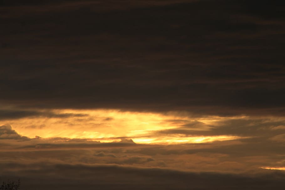 orange cloudy sky at sunset, outdoors, nature, weather, red sky HD wallpaper