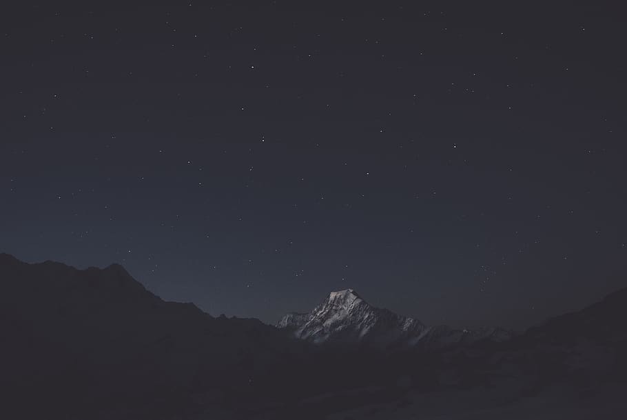 dark, night, sky, mountain, landscape, hill, beauty in nature HD wallpaper