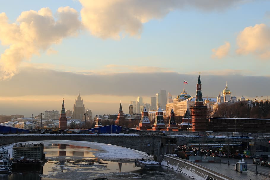 moscow, sunset, river, the kremlin, charge, landscape, sky HD wallpaper