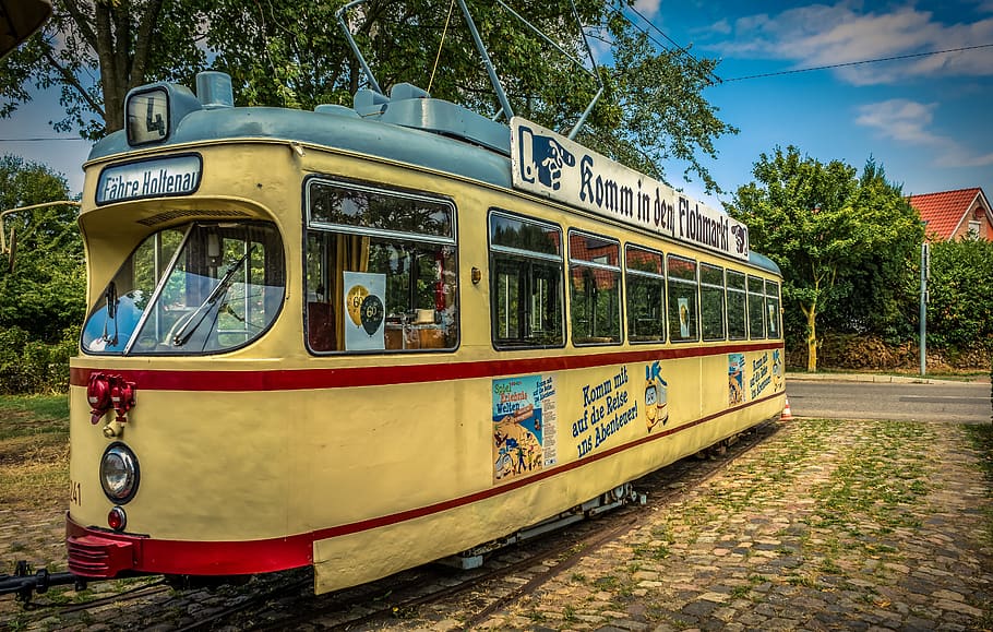 tram, railway, traffic, train, city, transport, electric, vintage HD wallpaper