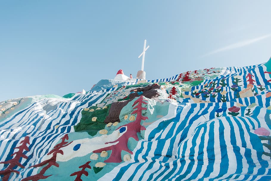 sky, blue, nature, clear sky, day, low angle view, people, pattern HD wallpaper