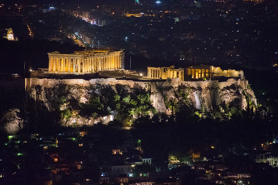 acropolis, athens, greece, column, ancient, archeology, culture, HD wallpaper