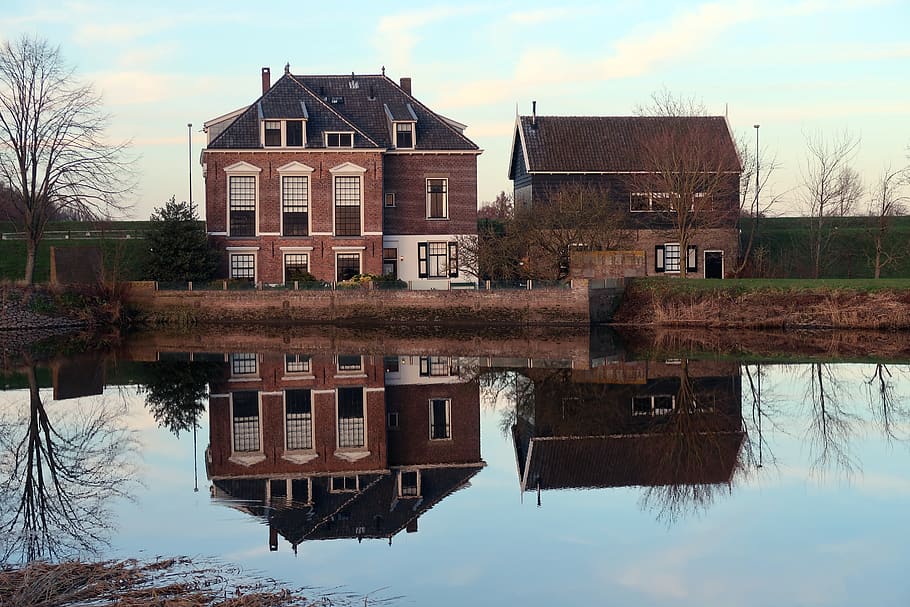 reflection, house, water, home, building, built structure, architecture HD wallpaper