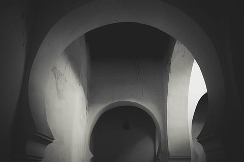 algeria, tlemcen, old, light, black and white, building, dark HD wallpaper