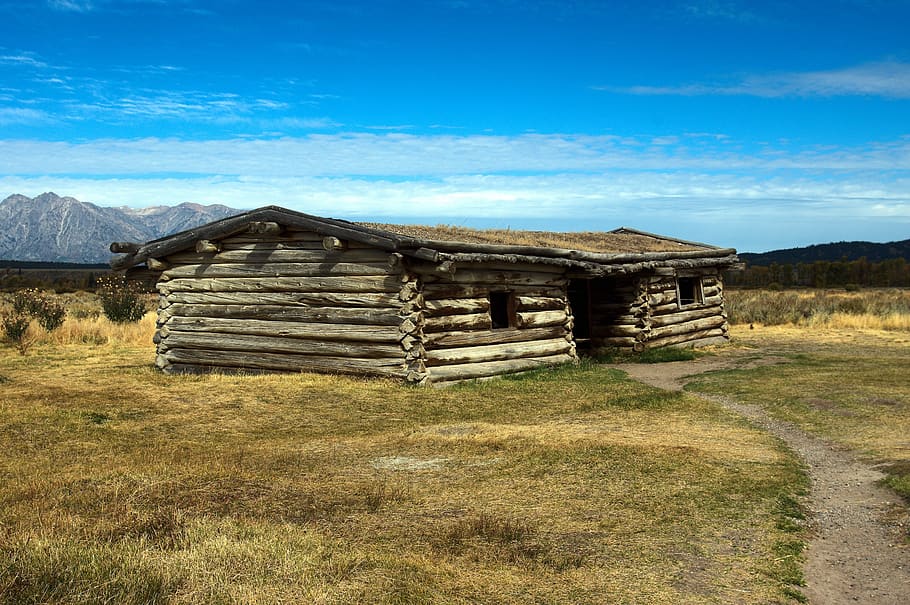 cunningham cabin, log, house, mountains, landscape, wood, rural HD wallpaper