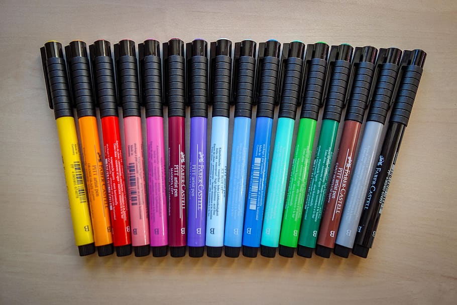 pens, colorful, draw, hand lettering, paint brush, brush pens, HD wallpaper