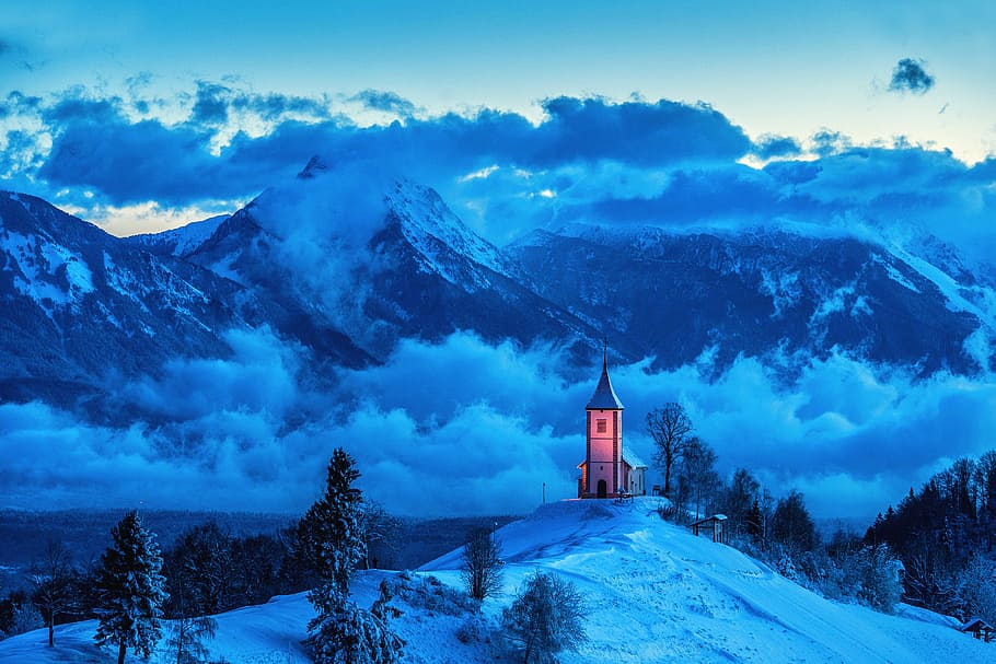 Photo of Brown House Near Mountain, church, clouds, cloudy, cold HD wallpaper