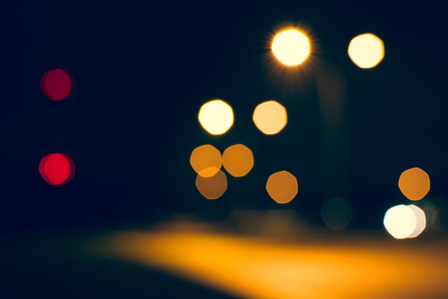 bokeh, lights, dark, night, evening, blurry, abstract, defocused HD wallpaper