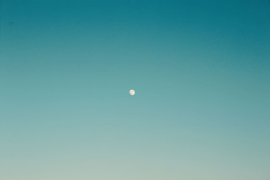 macedonia (fyrom), skopje, blue, moon, gradient, minimal, sky, HD wallpaper