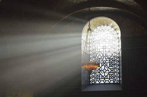 brown pendant lamp beside window, interior, sunlight, ray, glass HD wallpaper