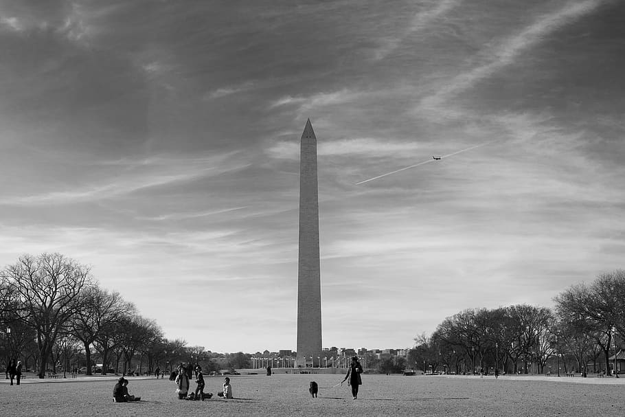 Grayscale Photo of Lincoln Monument, architecture, building, clouds HD wallpaper