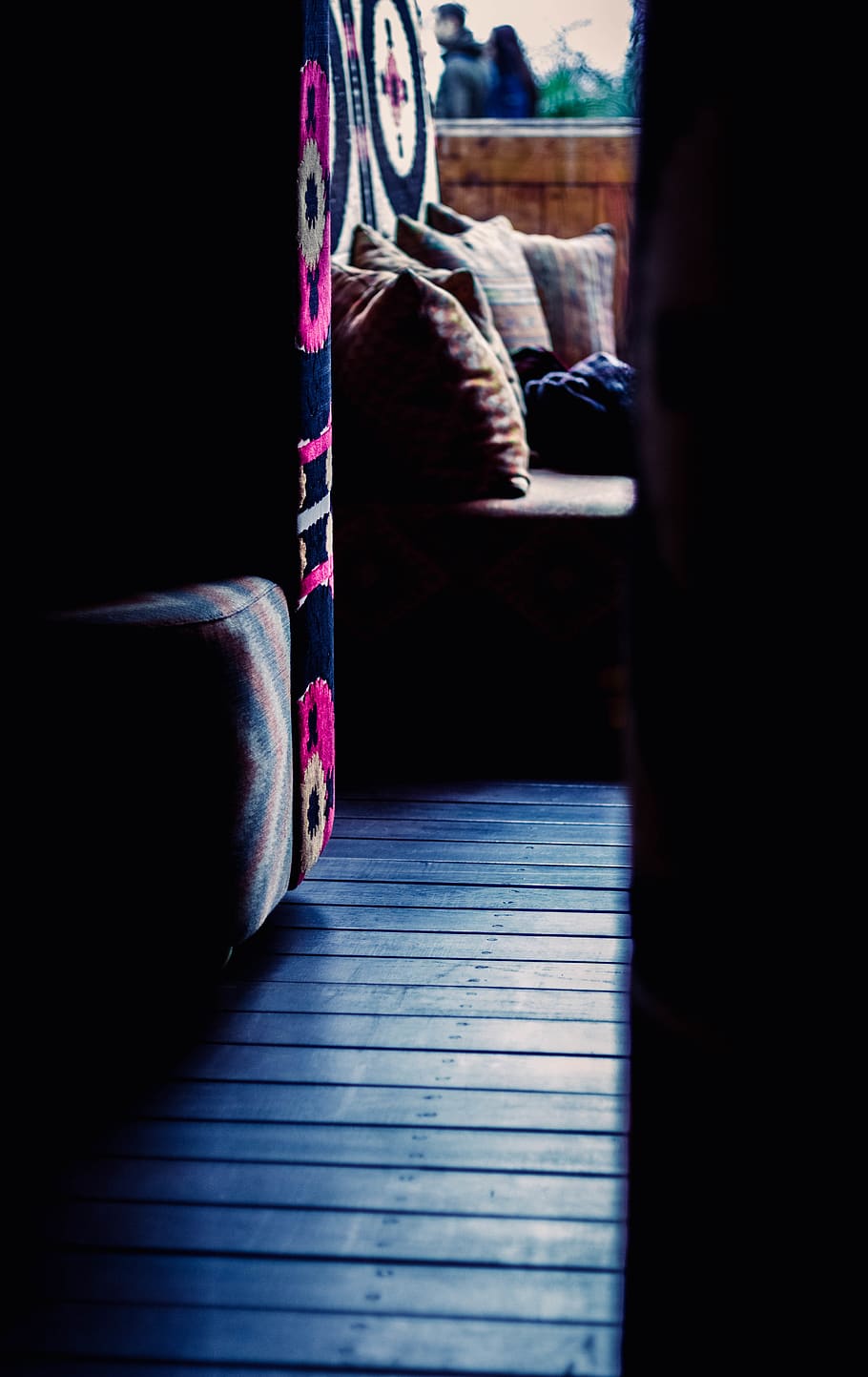 Close Up Photograph of Sofa Chair Near Round Ottoman, colors HD wallpaper