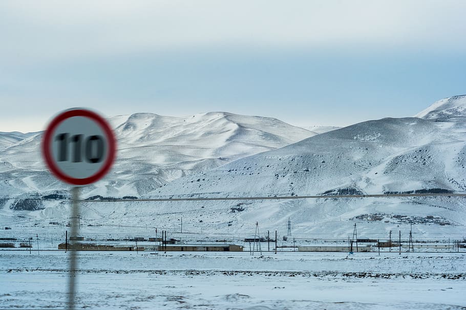110 sign, outdoors, nature, mountain, mountain range, azerbaijan HD wallpaper