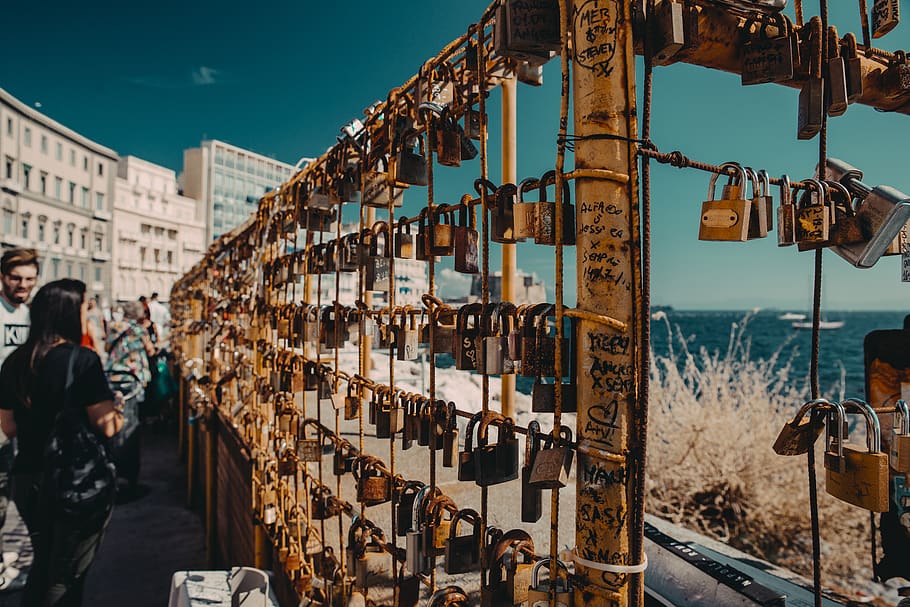 Fence Full Of Padlocks, real people, group of people, building exterior HD wallpaper