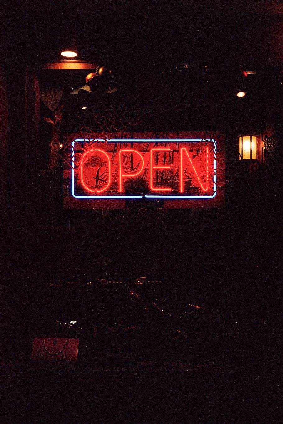 red open neon signage, illuminated, western script, text, communication HD wallpaper