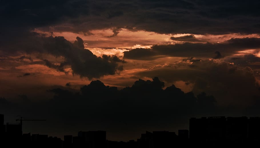 sunset with dramatic clouds, sky, cloud - sky, beauty in nature HD wallpaper