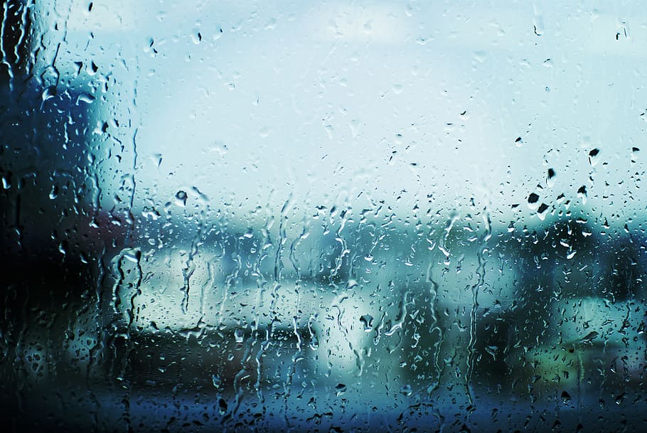 rain, window, drops, wet, transparent, glass - material, water HD wallpaper