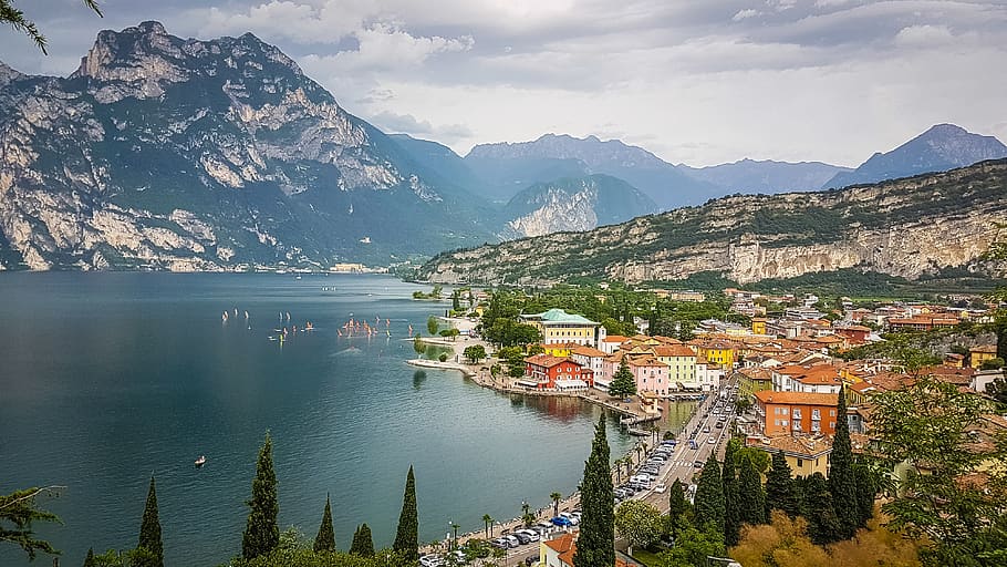 torbole, garda, italy, vacations, holidays, nature, view, mountains, HD wallpaper
