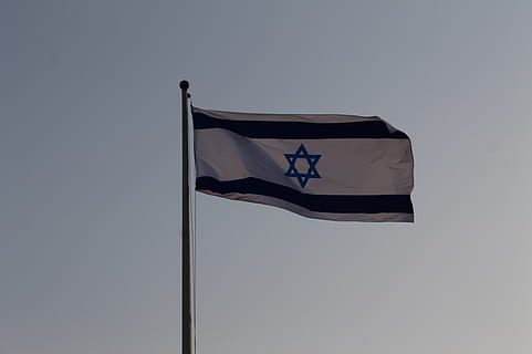 israel, masada, flag, patriotism, wind, waving, sky, low angle view HD wallpaper