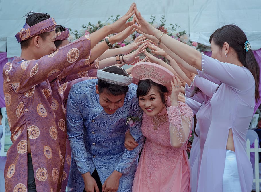 Wedding Couple Taking a Traditional Ceremony, bride, celebration HD wallpaper