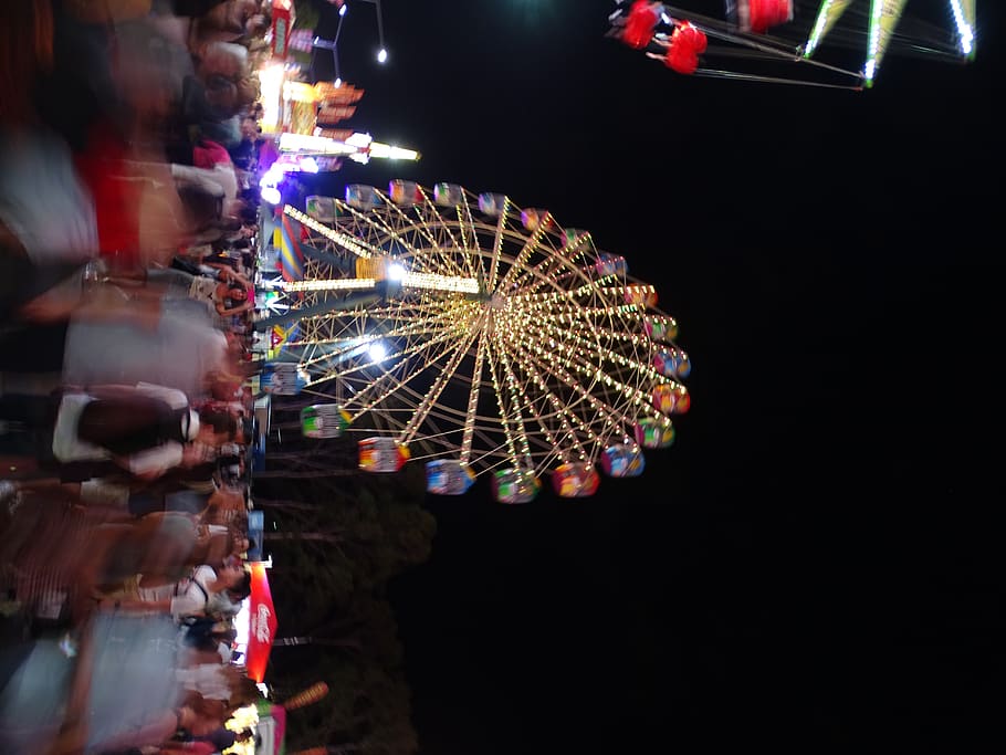 australia, sydney, lights, dark, ferris wheel, fair, carnival HD wallpaper