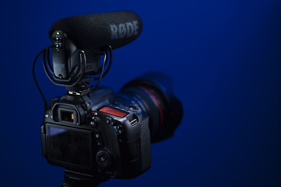 black DSLR camera with microphone, electronics, subotica, serbia HD wallpaper