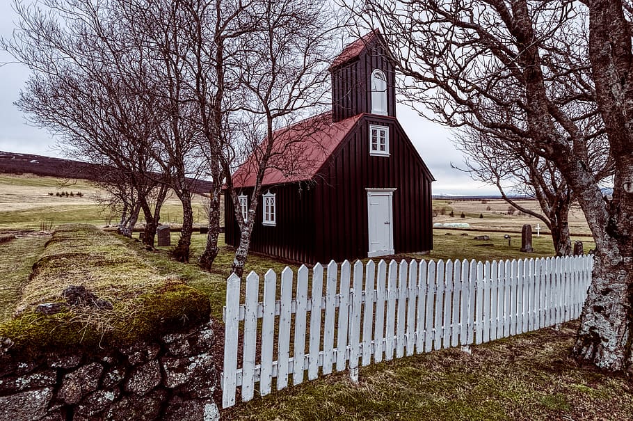 fence, picket, building, housing, religion, worship, ísland HD wallpaper