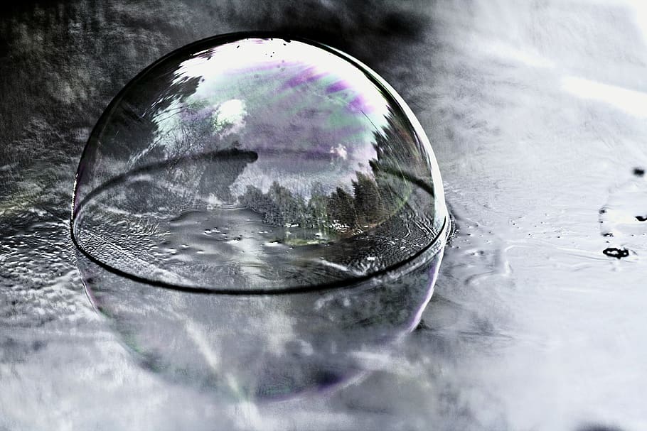 reflection, glass, bubble, nature, frozen, cold, round, water HD wallpaper