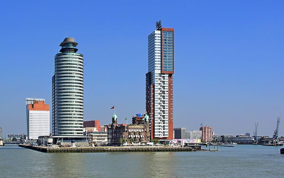 architecture, city, sky, skyscraper, urban landscape, rotterdam HD wallpaper
