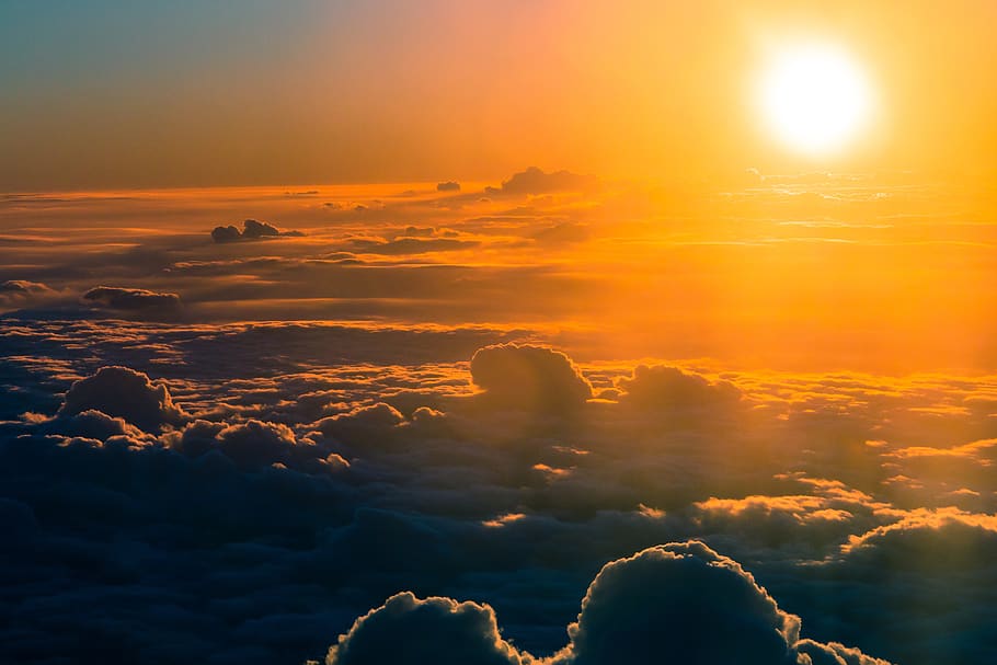 Sea of Clouds, backlit, bright, cloudscape, dramatic, light, natural HD wallpaper