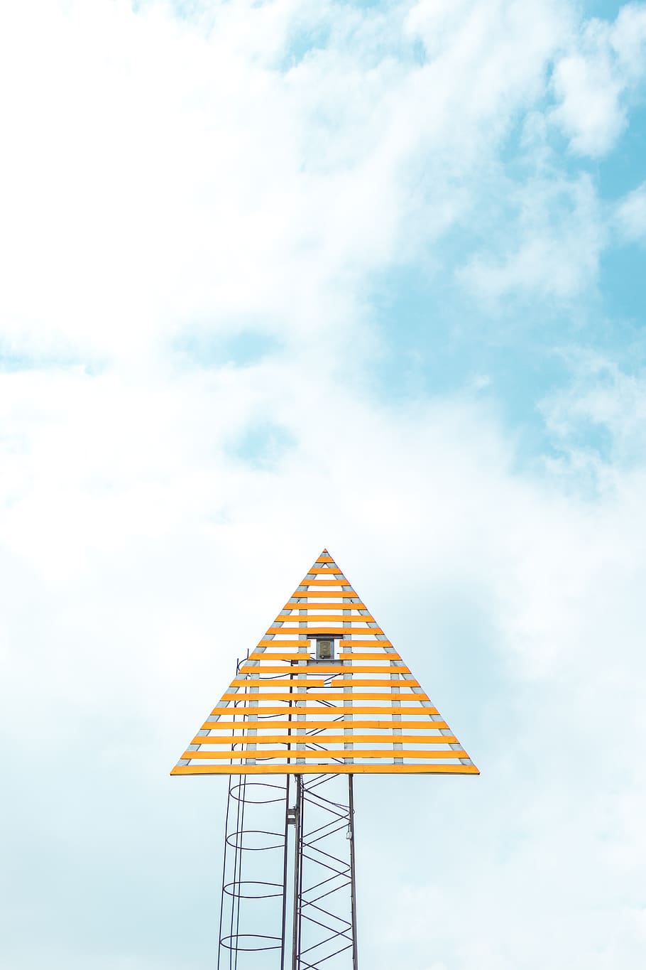 triangular, tower, camera, blue, sky, cloud, architecture, cloud - sky HD wallpaper