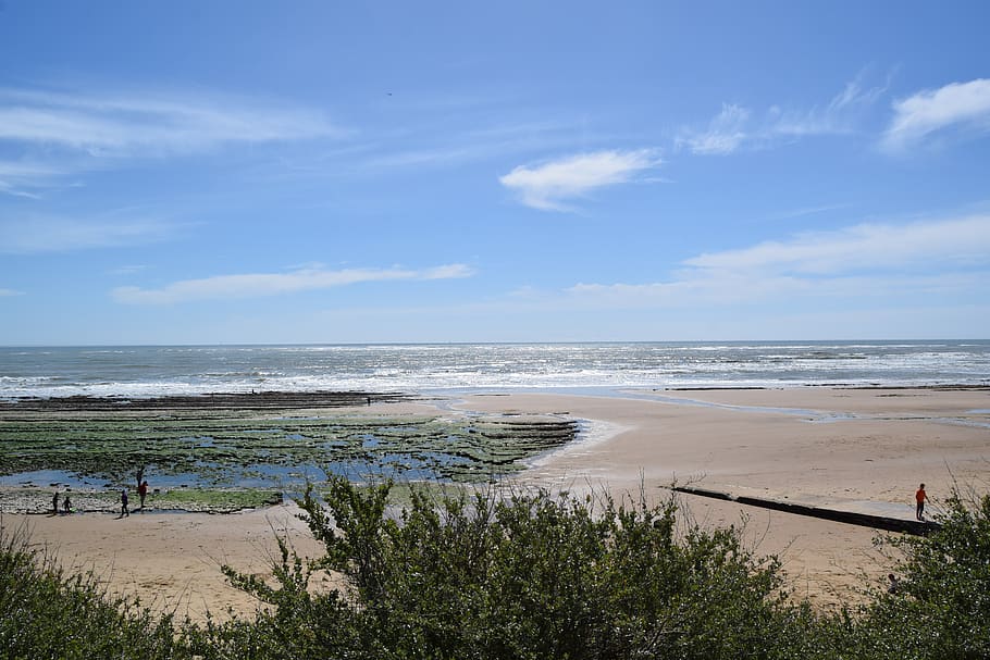 vendée, beach, sea, rocks, water, sky, scenics - nature, land HD wallpaper