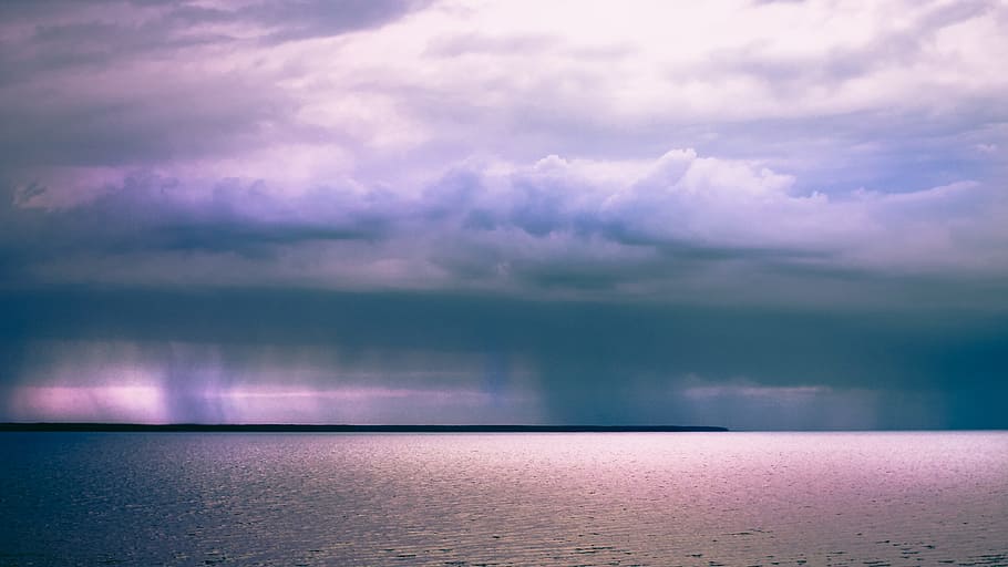 thunder, thudering, storm, cloud, cloudy, rain, water, sea HD wallpaper
