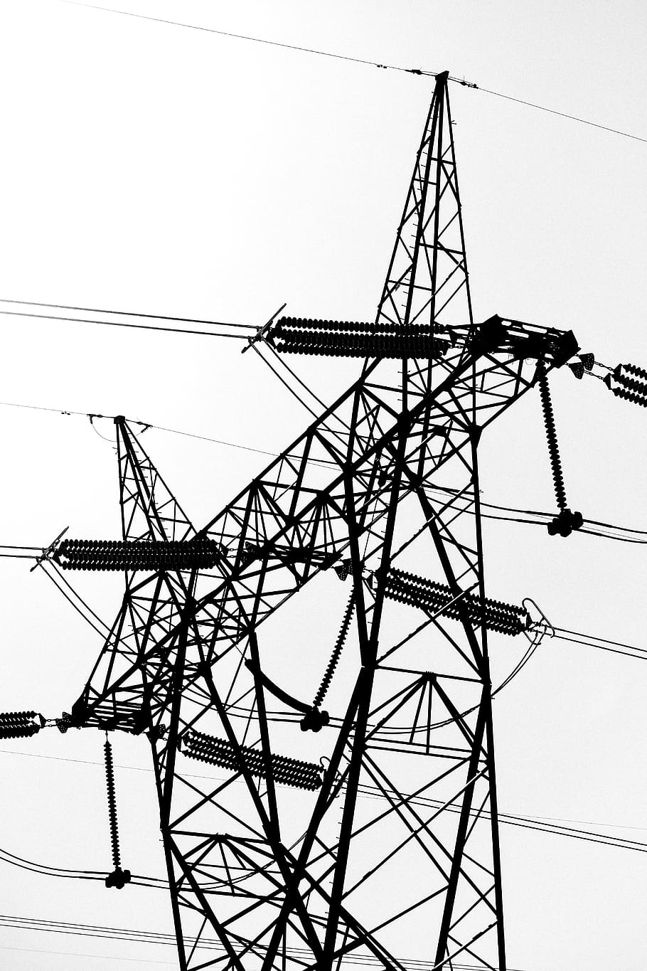 utility pole, power lines, cable, electric transmission tower