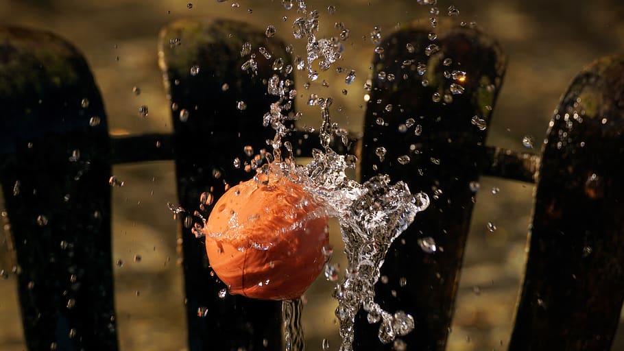 ball, water feature, wet, clear, fontaine, liquid, spray, fresh, HD wallpaper
