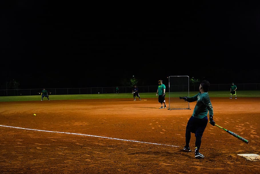 men playing baseball during nighttime, human, person, people HD wallpaper