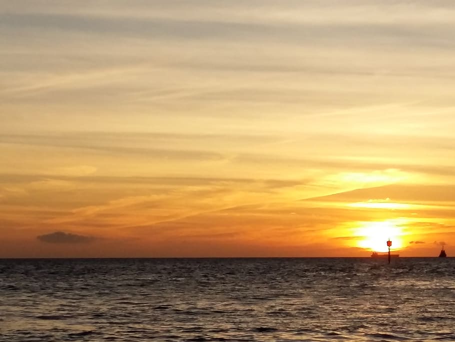 aruba, sunset, sky, sea, water, scenics - nature, beauty in nature HD wallpaper